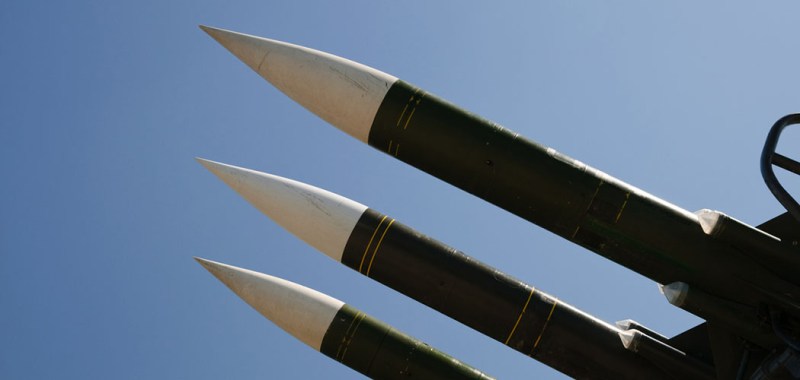 three missiles against clear sky